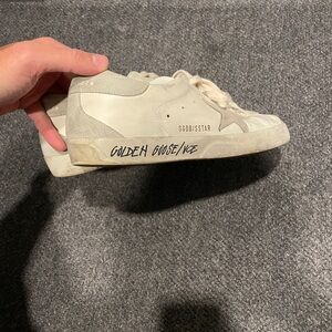 Golden Goose Cream and White Sneakers